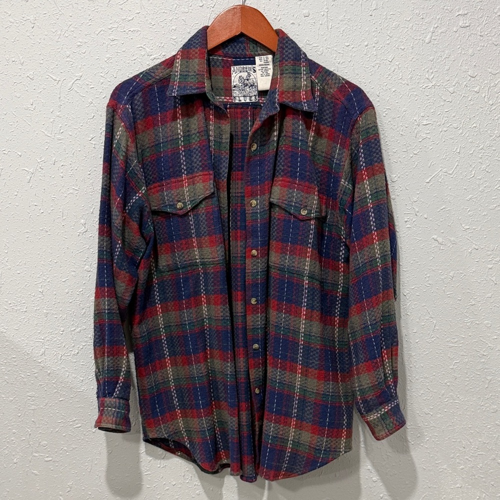 Andrew’s Blues Flannel Plaid Shirt - Red & Blue Men's Button-Up Size Medium